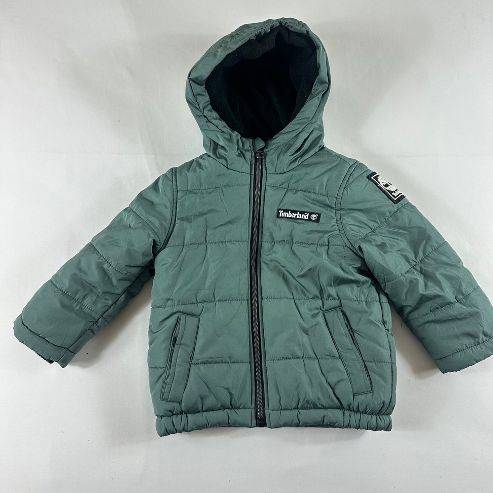 Kids Timberland Quilted Puffer Jacket Hooded Green Size 2T